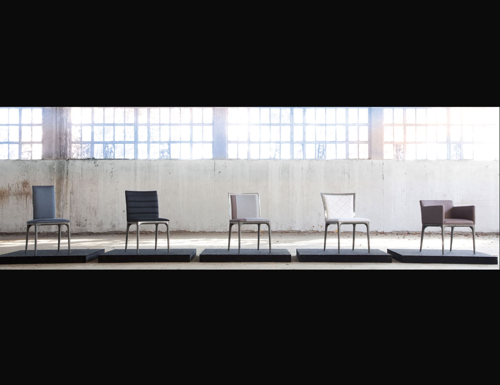 Four Seasons Side Chair modern Italian chair with blue leather